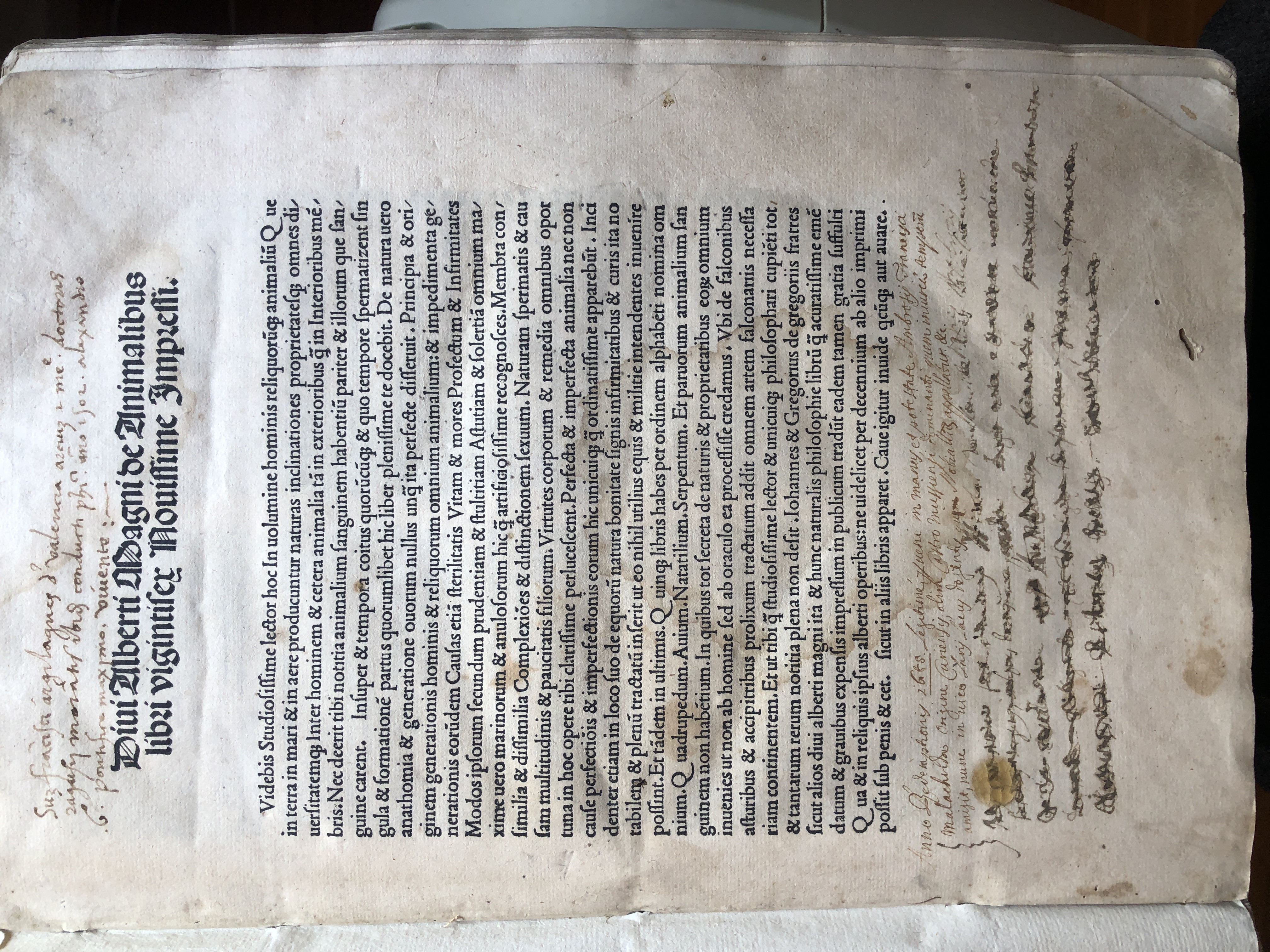 DE ANIMALIBUS LIBRI VIGINTISEX NOVISSIME IMPRESSI