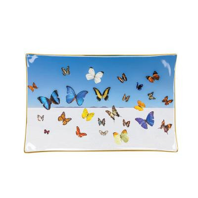 GRAY MALIN BUTTERFLIES PORCELAIN TRAY